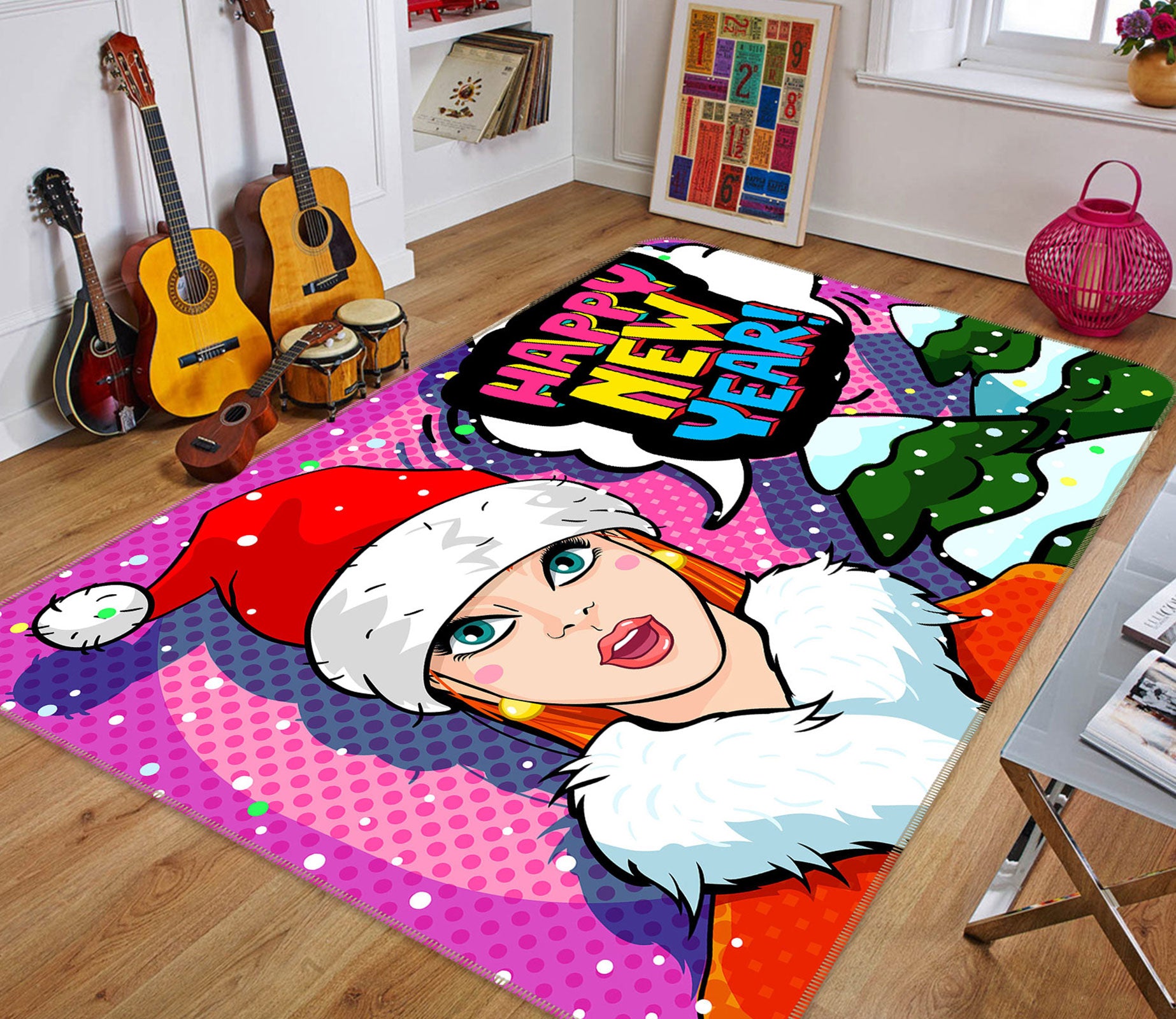 3D Christmas Woman 1050 Non Slip Rug Mat