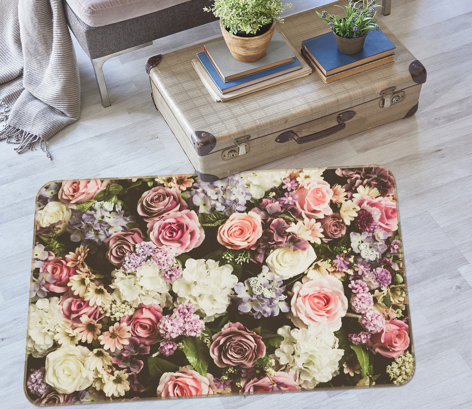 3D Flowers 37043 Non Slip Rug Mat