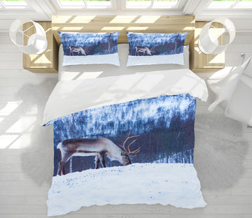 3D Elk Snow 21034 Bed Pillowcases Quilt