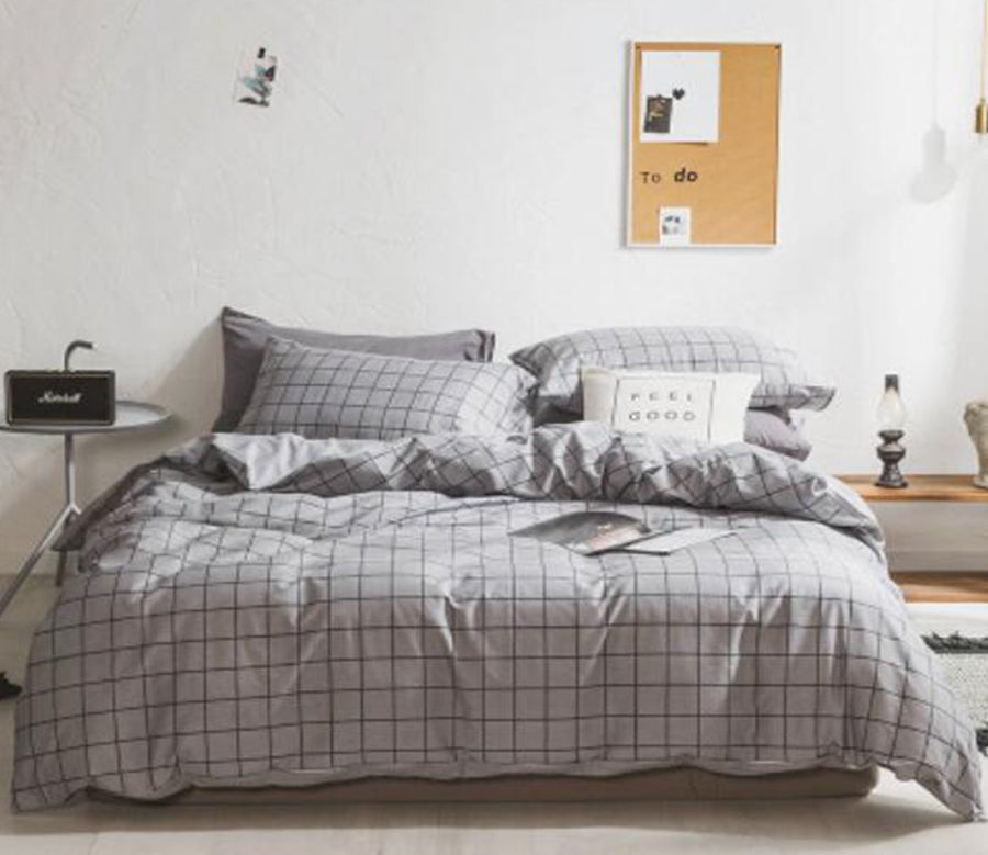 3D Plaid Gray 30227 Bed Pillowcases Quilt