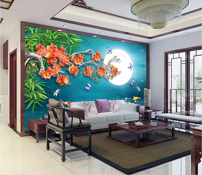 3D Moon Flower 1559 Wall Murals Wallpaper AJ Wallpaper 2 