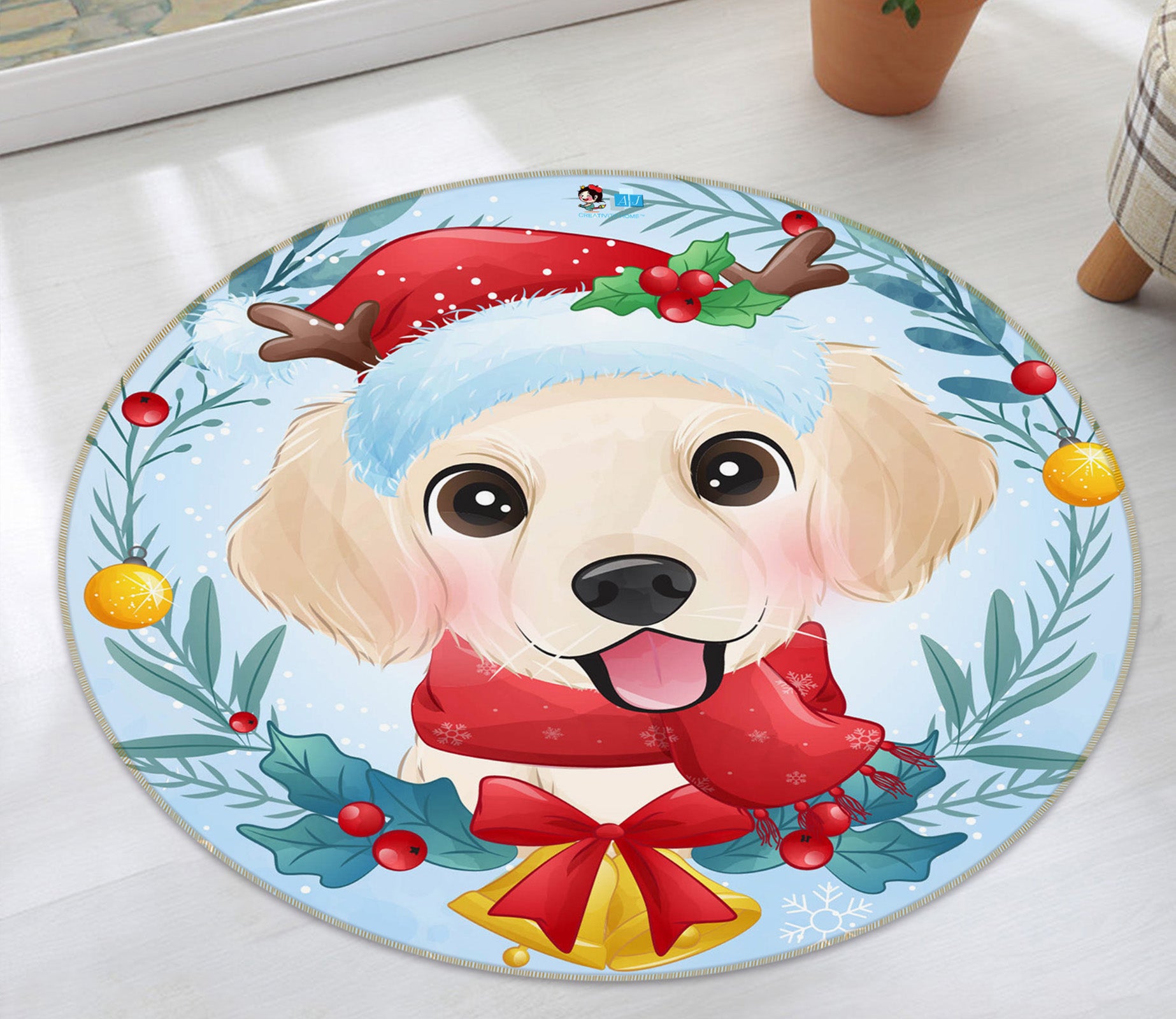 3D Dog 75136 Round Non Slip Rug Mat