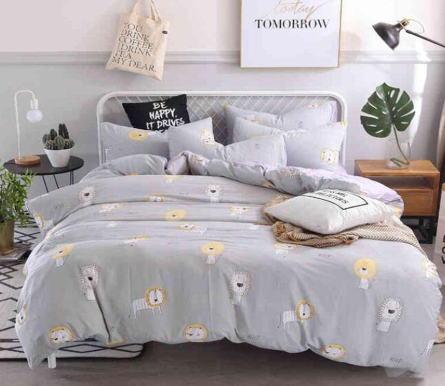 3D Gray Little Lion 7011 Bed Pillowcases Quilt