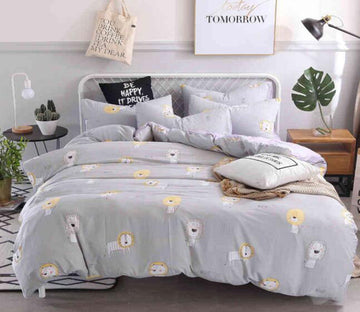 3D Gray Little Lion 7011 Bed Pillowcases Quilt
