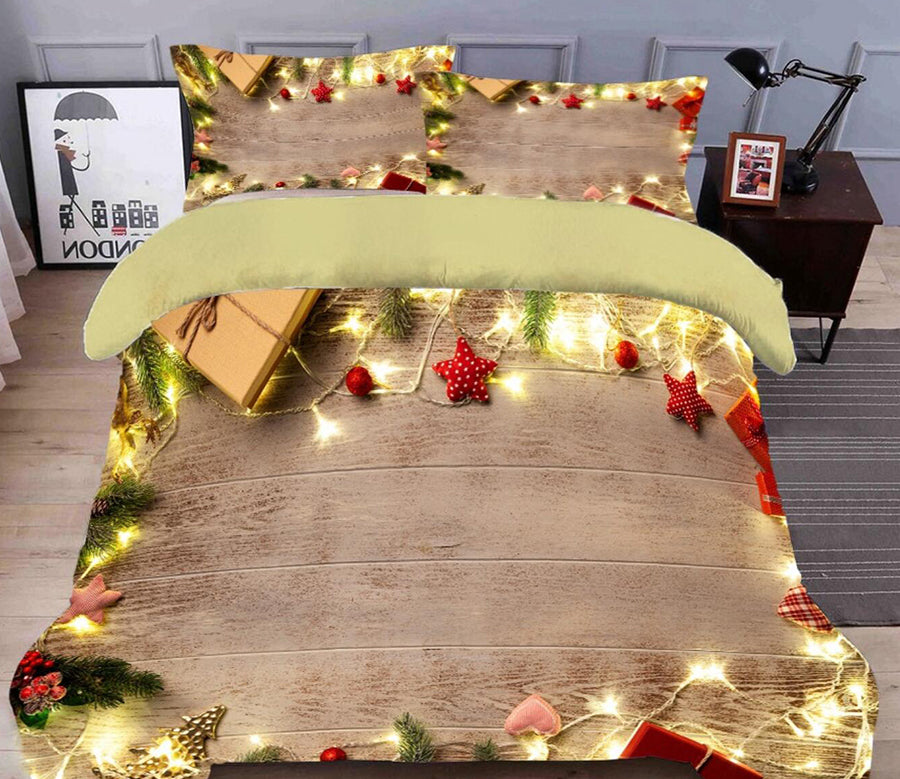 3D String Lights 45117 Christmas Quilt Duvet Cover Xmas Bed Pillowcases