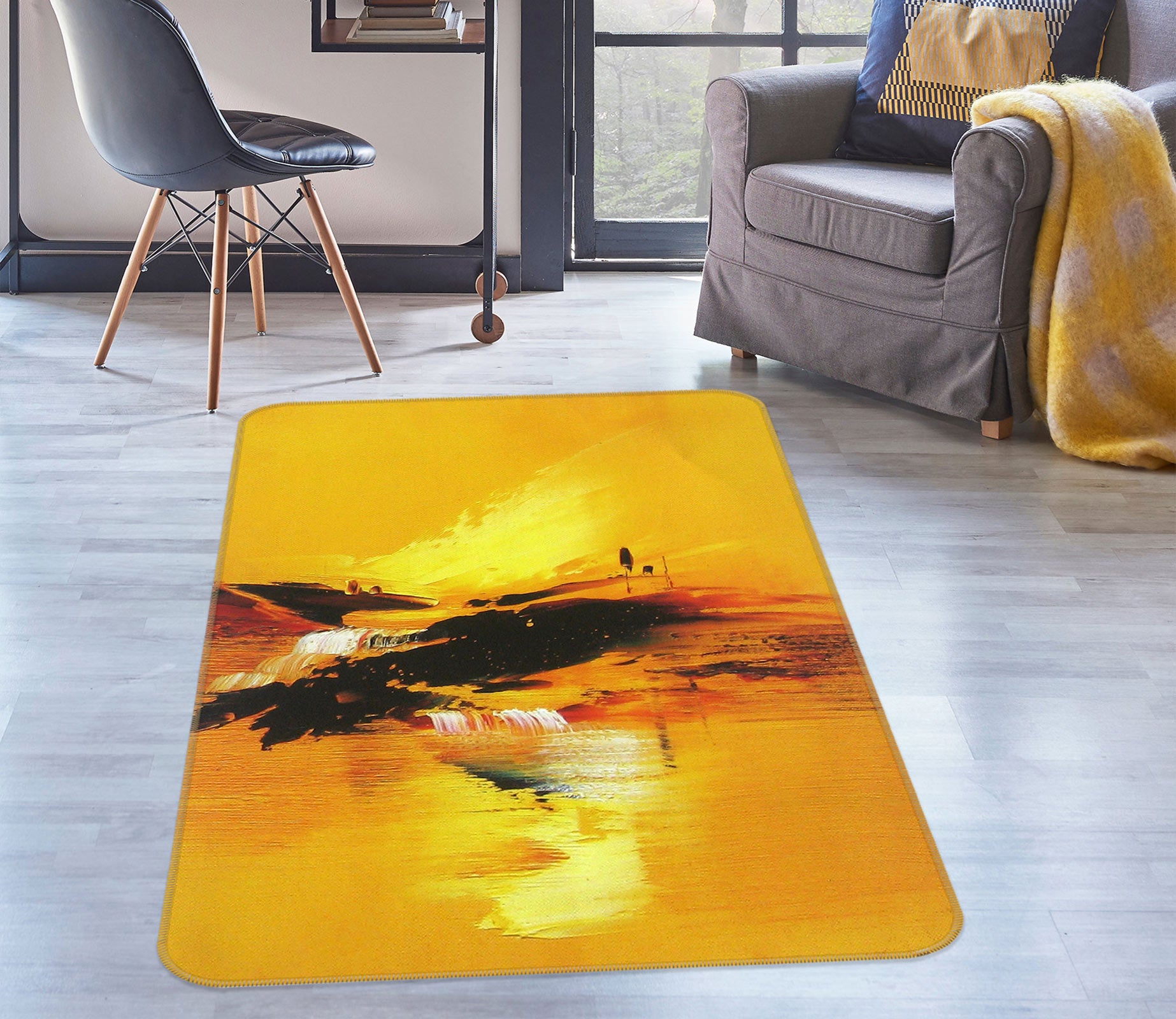 3D Yellow Scenery 76114 Non Slip Rug Mat