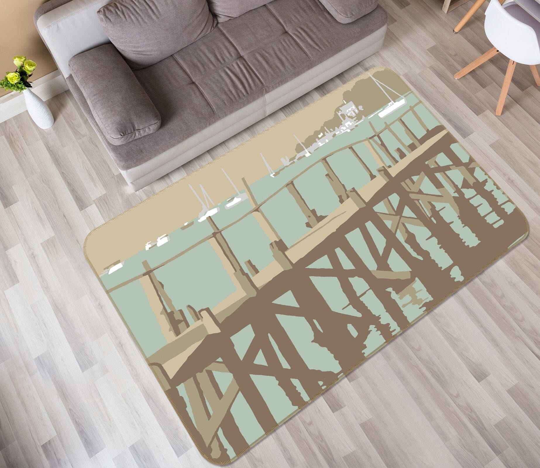 3D Sanbanks Evening Hill Pier 1167 Steve Read Rug Non Slip Rug Mat Mat AJ Creativity Home 