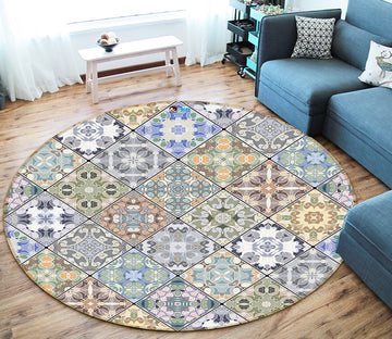 3D Pattern Bricks 64141 Round Non Slip Rug Mat