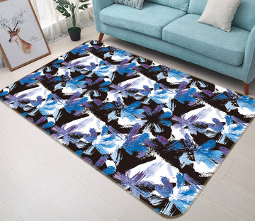 3D Blue Flowers 35046 Non Slip Rug Mat