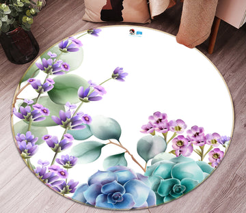 3D Flowers 81110 Round Non Slip Rug Mat