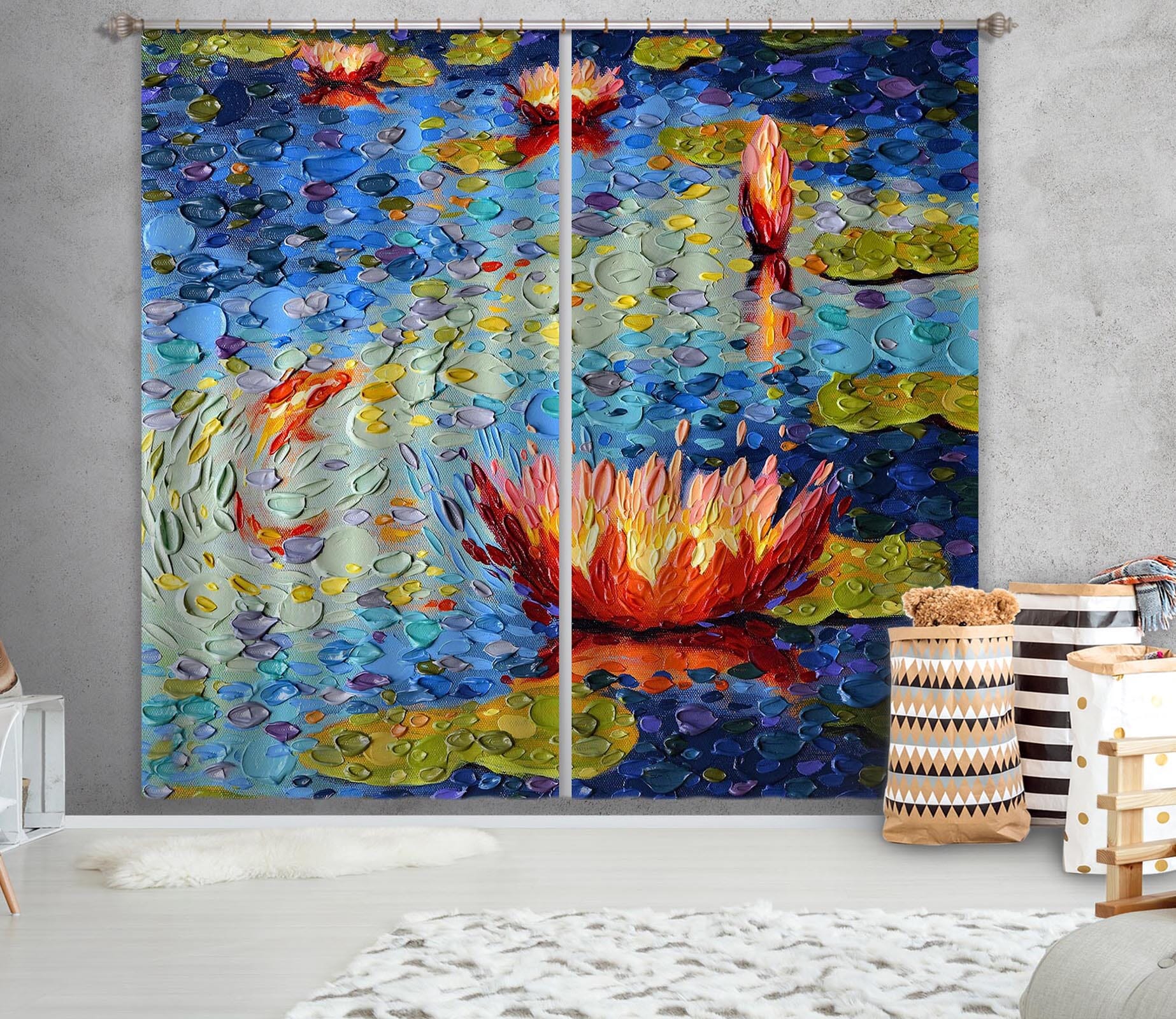 3D Lotus Light 050 Dena Tollefson Curtain Curtains Drapes Curtains AJ Creativity Home 
