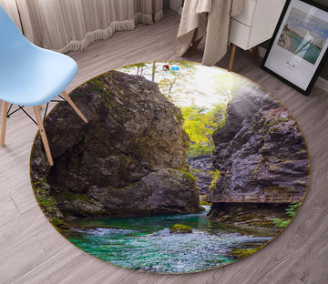 3D Stone Water 69212 Round Non Slip Rug Mat