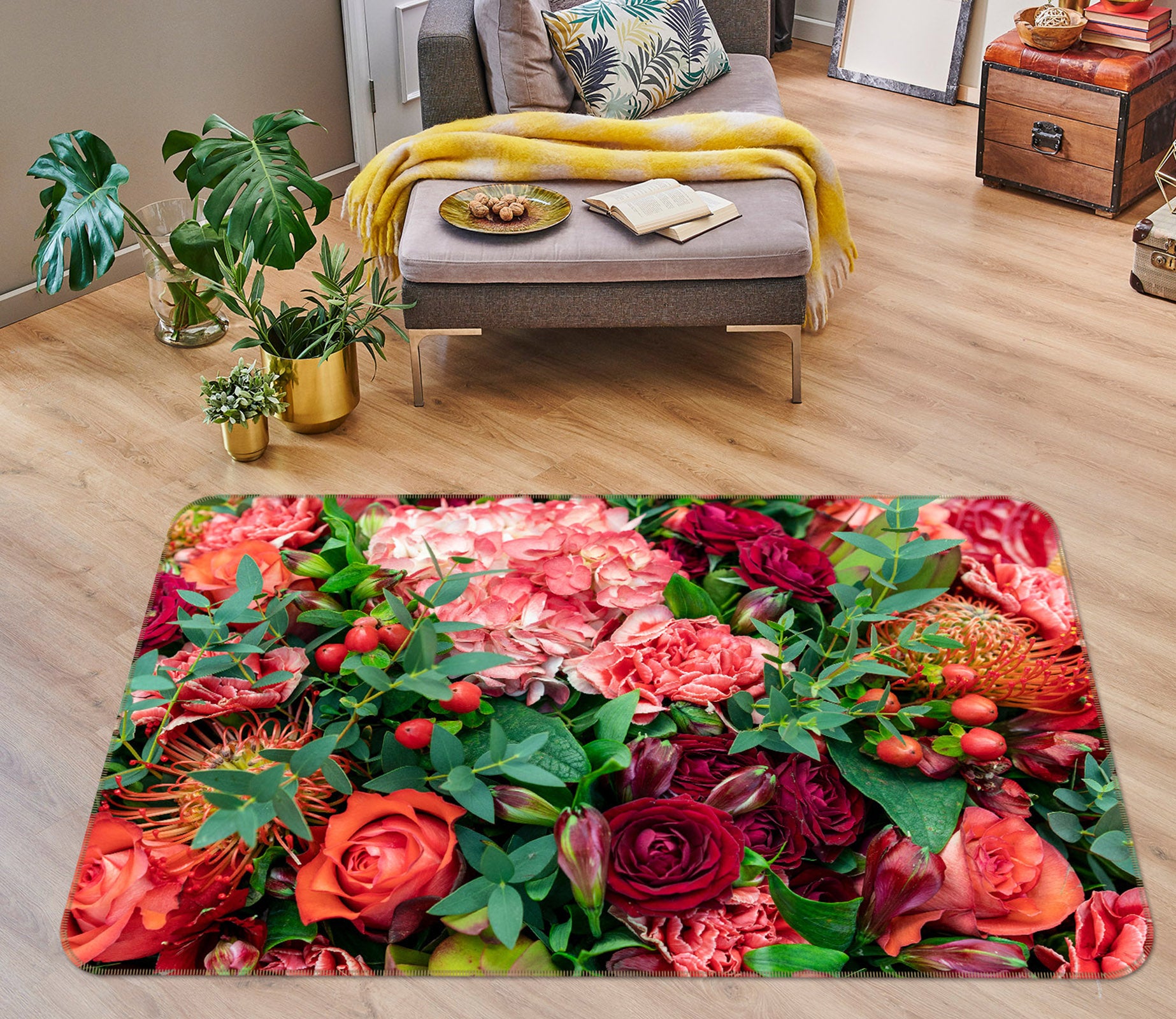 3D Flower 29205 Non Slip Rug Mat