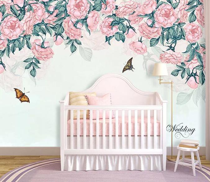 3D Flower Butterfly 063 Wall Murals Wallpaper AJ Wallpaper 2 