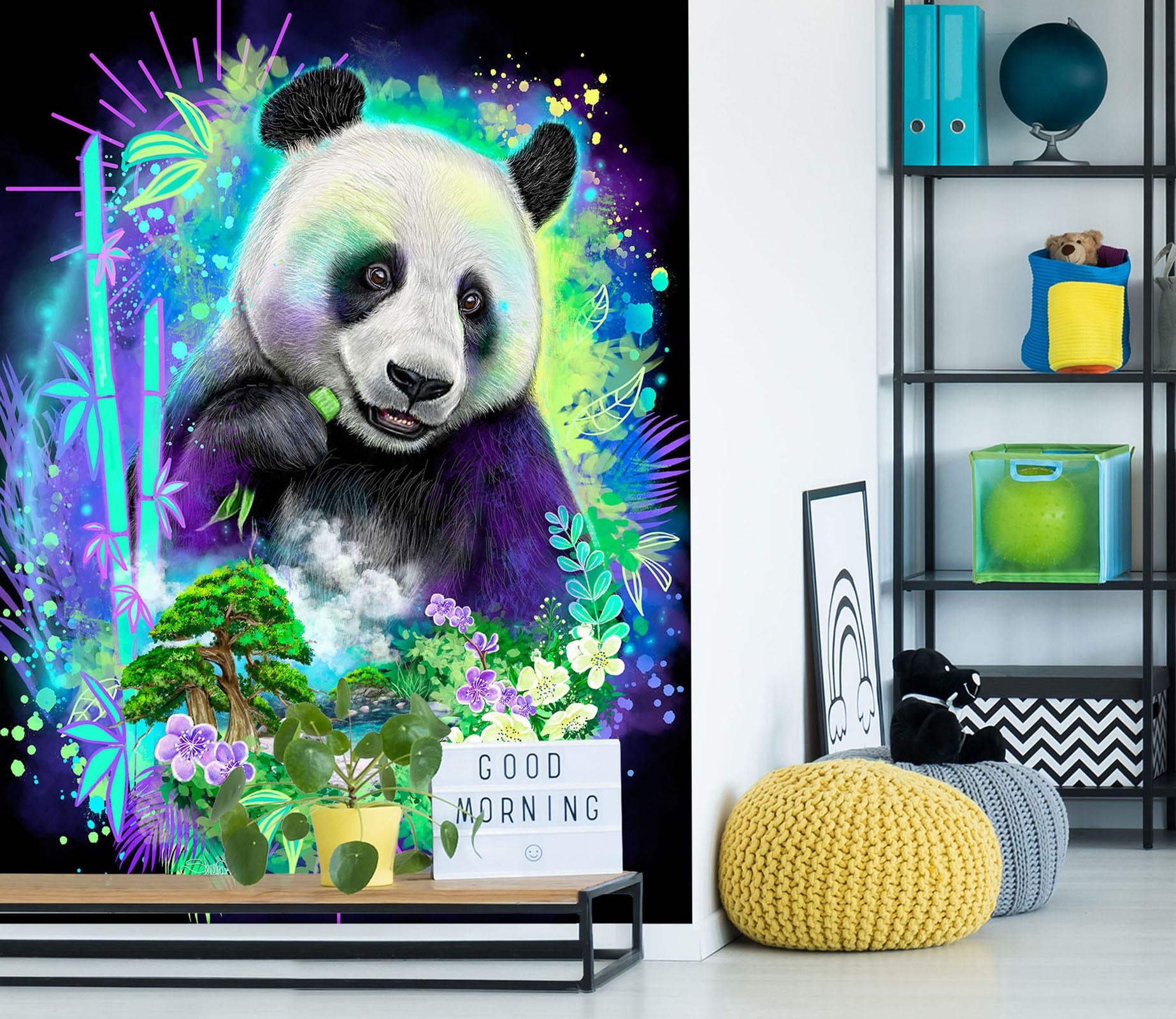 3D Petal Panda 8447 Sheena Pike Wall Mural Wall Murals