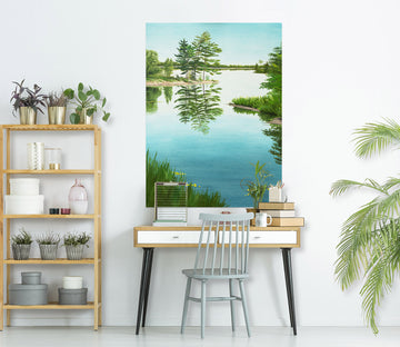 3D Lake Tree Grass 1824 Marina Zotova Wall Sticker