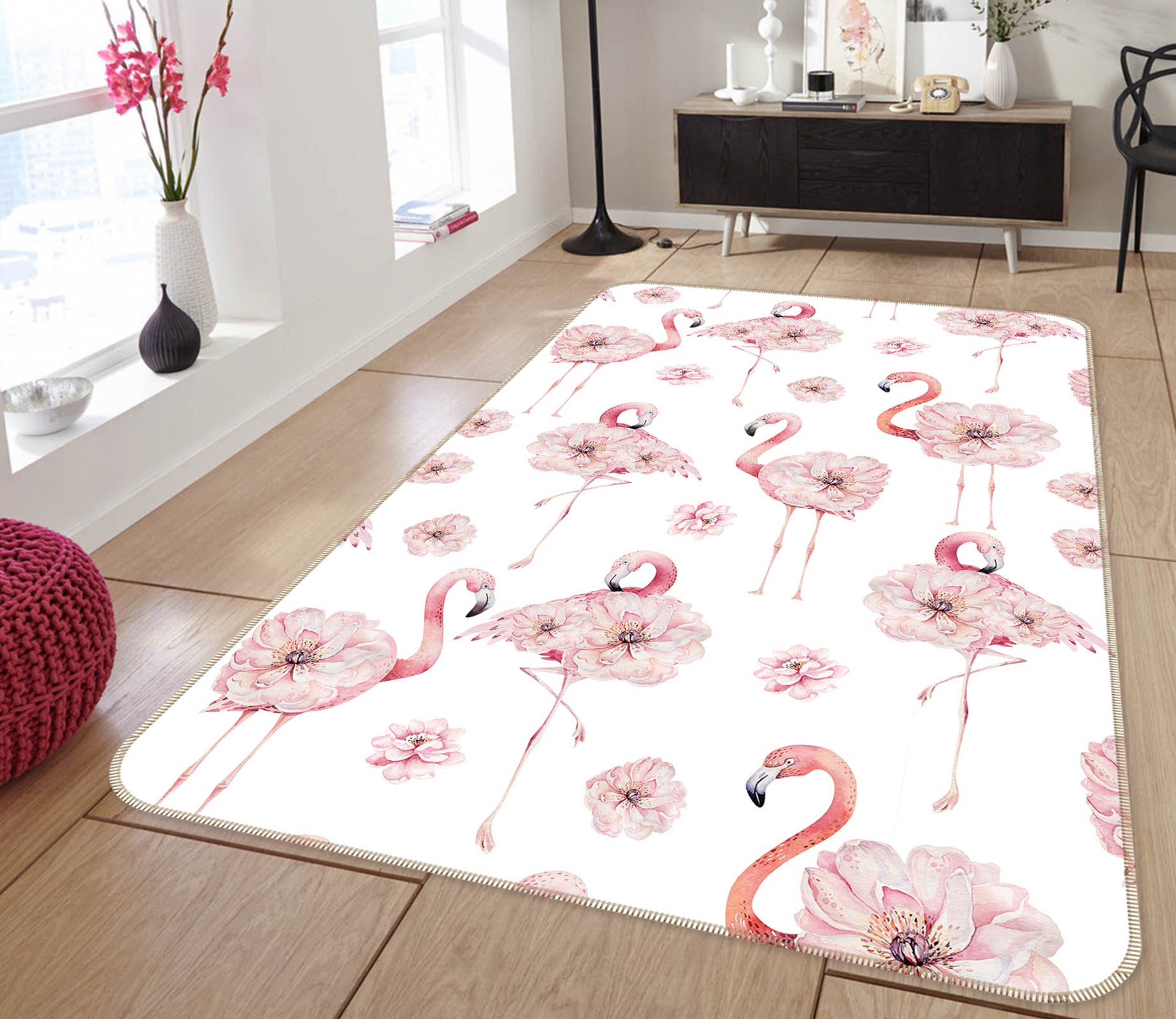 3D Flamingo Peony 133 Uta Naumann Rug Non Slip Rug Mat