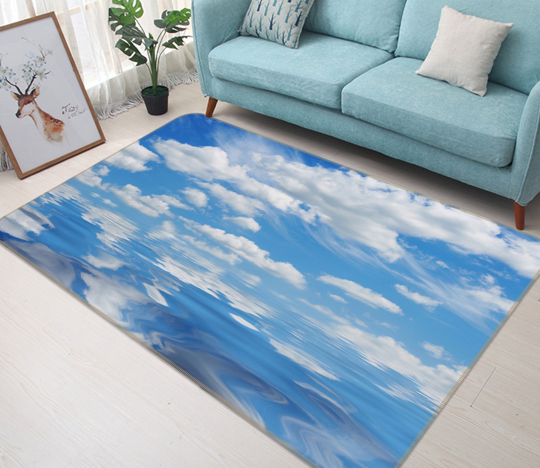 3D Clouds 31177 Non Slip Rug Mat