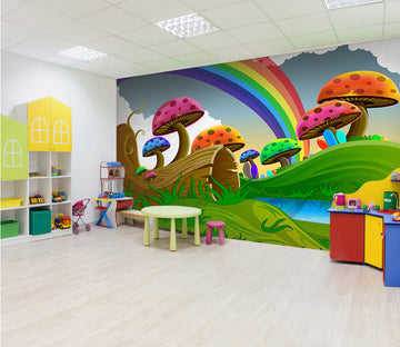 3D Rainbow Mushroom 043 Wall Murals