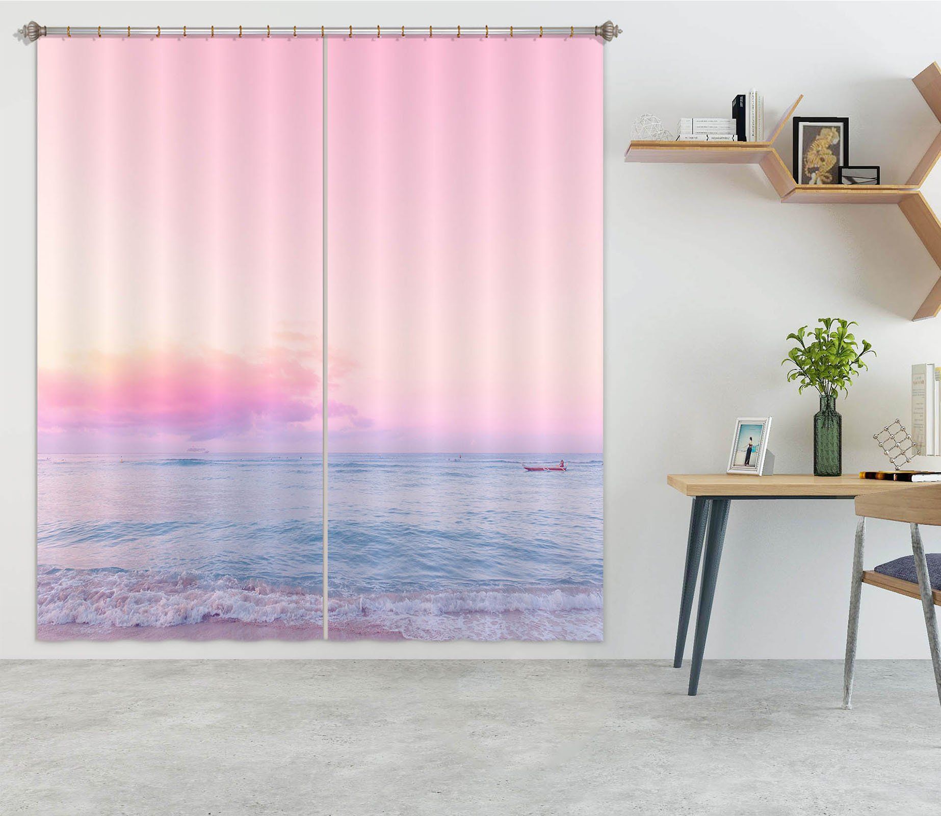 3D Beautiful Sea 046 Noirblanc777 Curtain Curtains Drapes Curtains AJ Creativity Home 