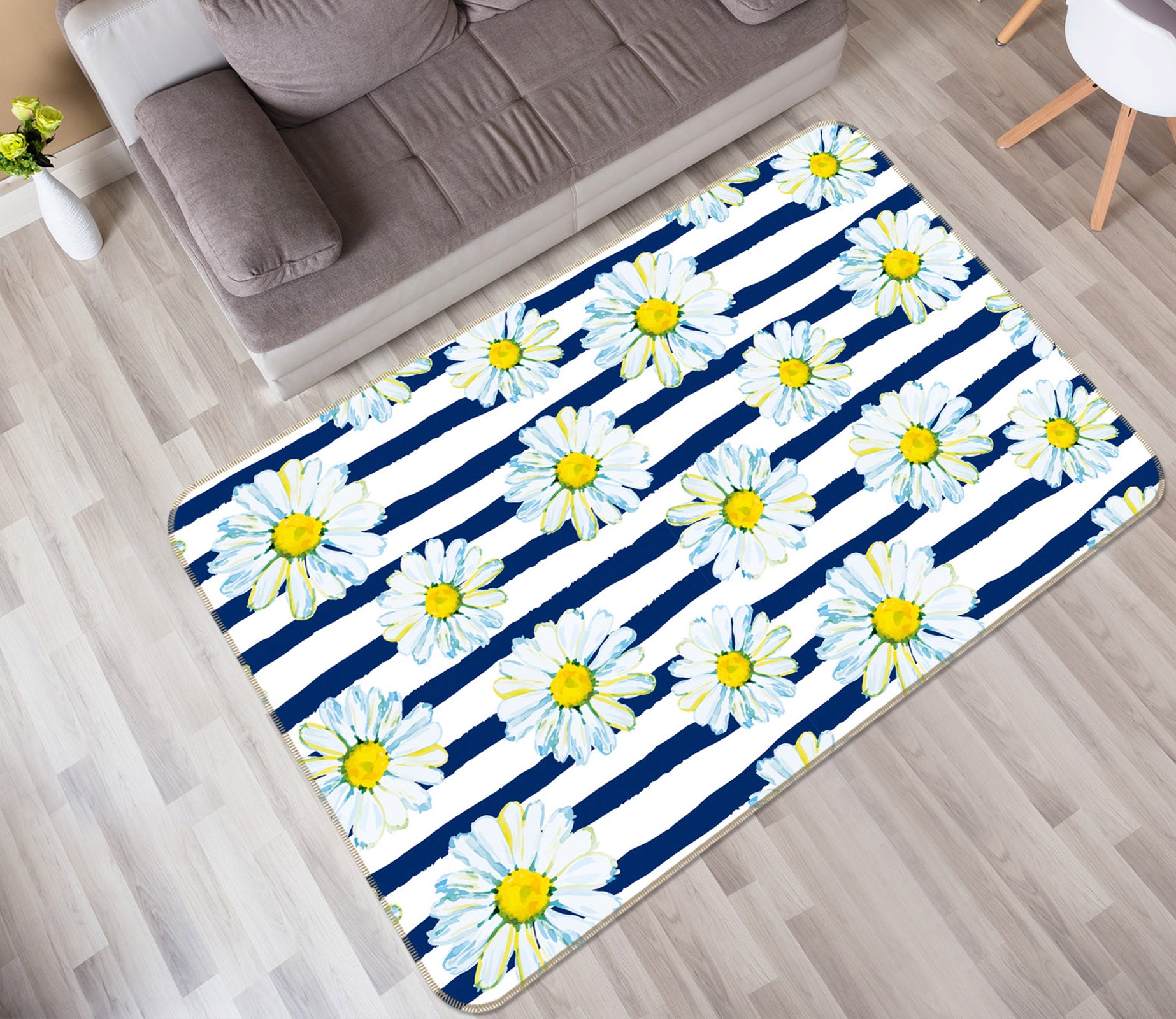 3D Chrysanthemum Pattern 35080 Non Slip Rug Mat