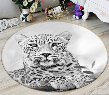 3D Black Grey Leopard 82282 Animal Round Non Slip Rug Mat