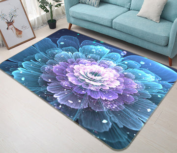 3D Blue Purple Flowers 65081 Non Slip Rug Mat