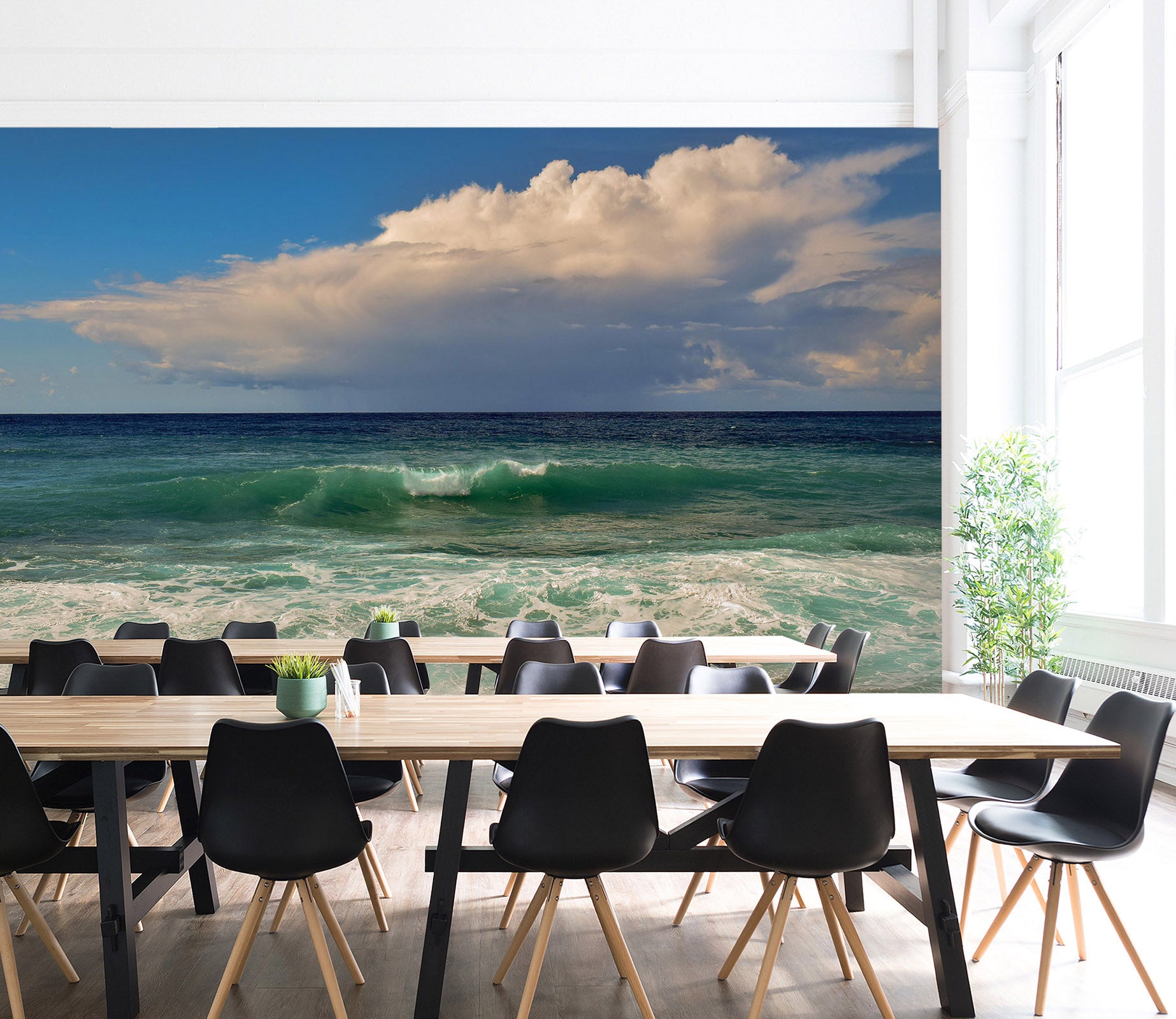 3D Green Sea Wave 020 Wall Murals