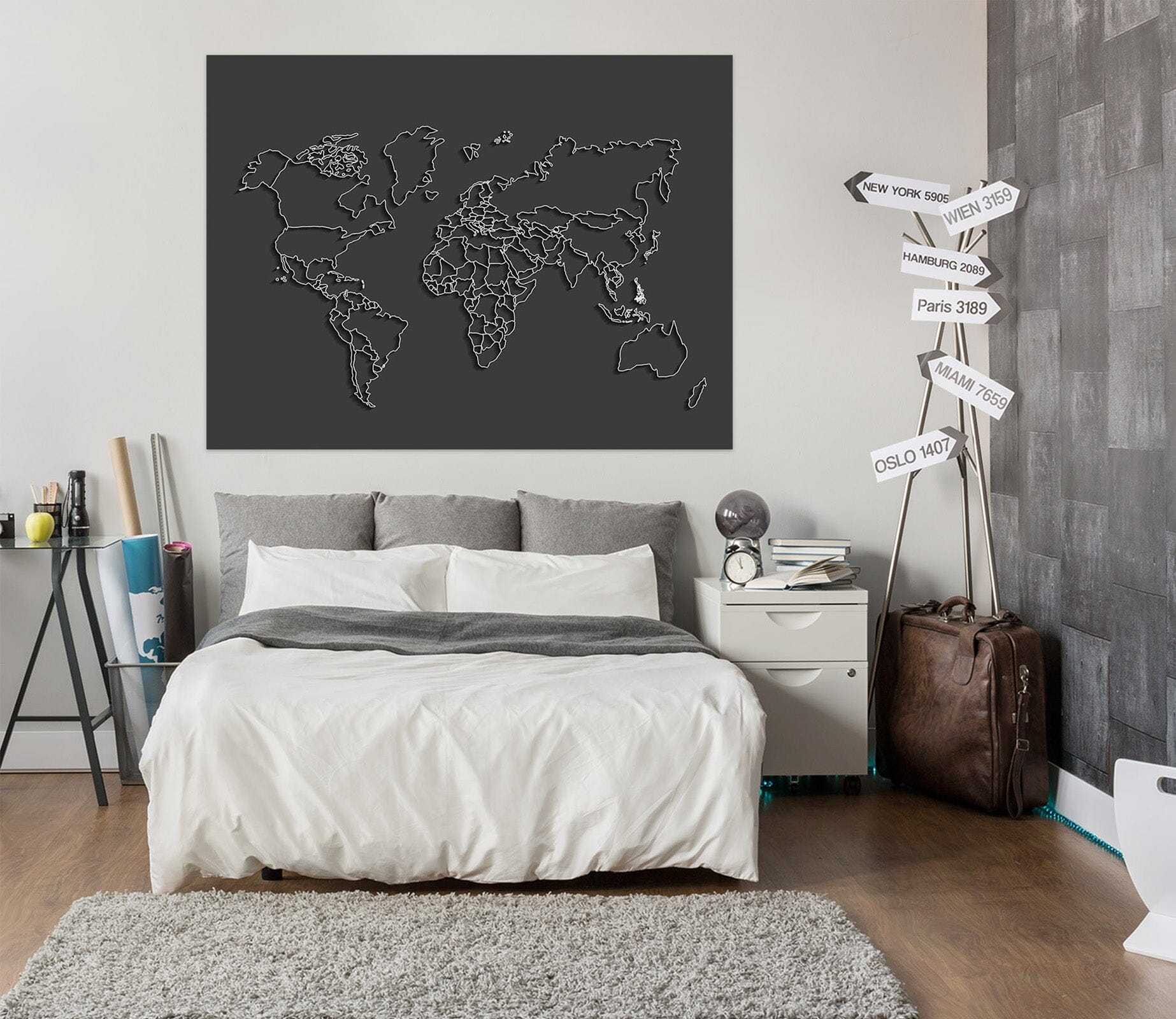 3D Black Pattern 102 World Map Wall Sticker Wallpaper AJ Wallpaper 2 