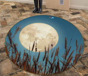 3D Moon Grass 81088 Round Non Slip Rug Mat