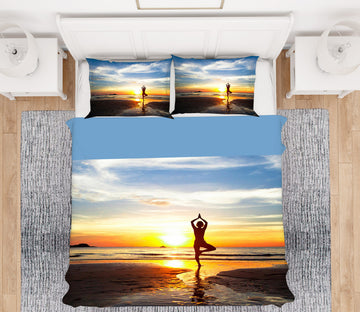3D Yoga By The Sea 14104 Bed Pillowcases Quilt