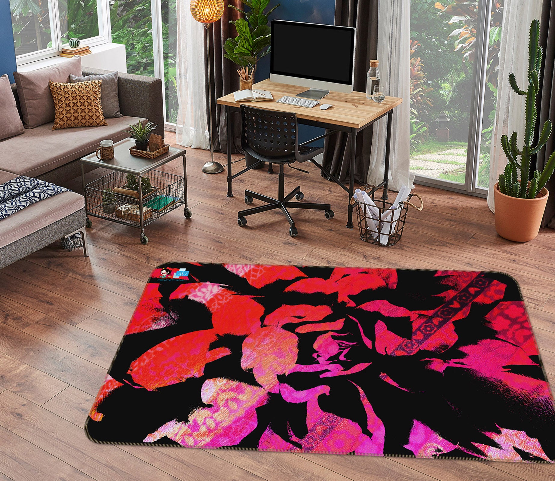 3D Red Pattern 19155 Shandra Smith Rug Non Slip Rug Mat