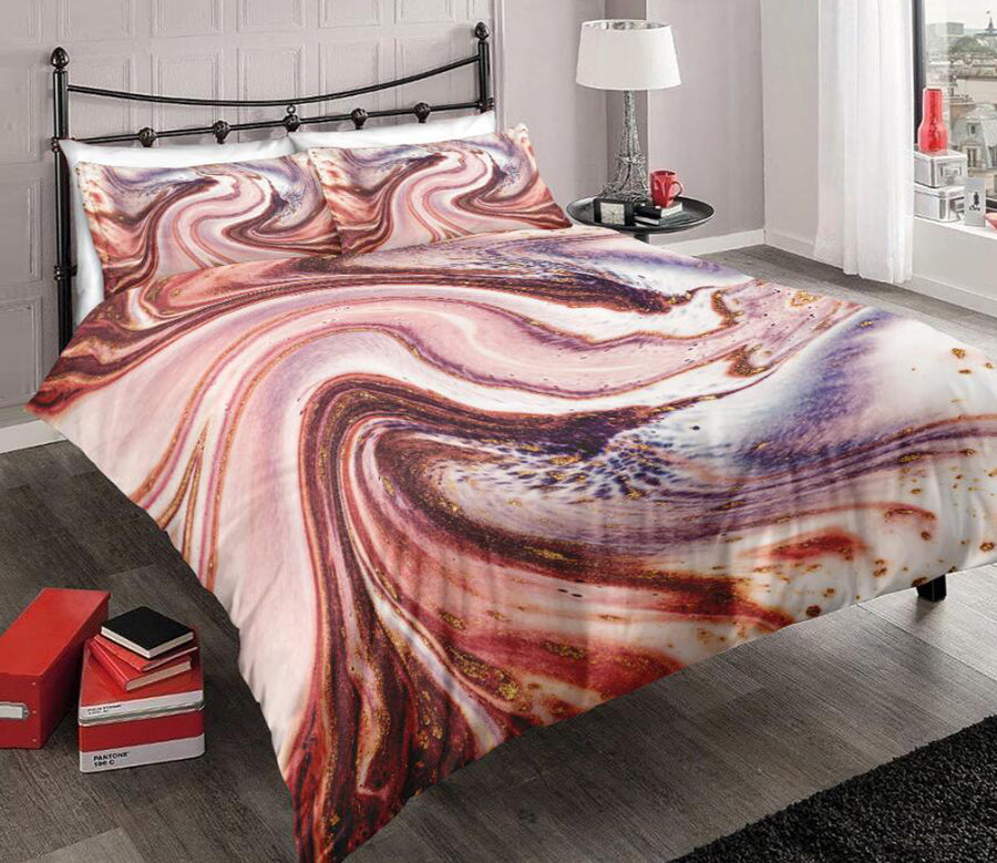 3D Red Marble Pattern 6107 Bed Pillowcases Quilt