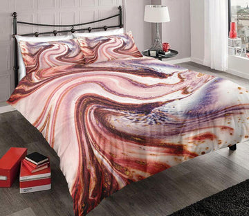 3D Red Marble Pattern 6107 Bed Pillowcases Quilt