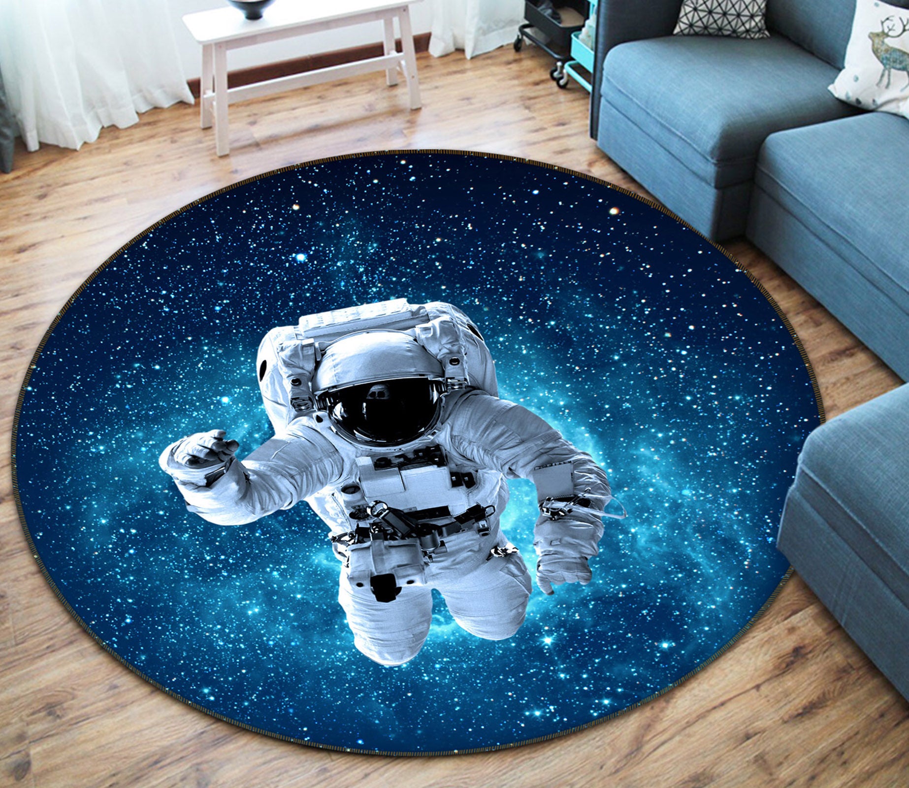 3D Astronaut 71227 Round Non Slip Rug Mat