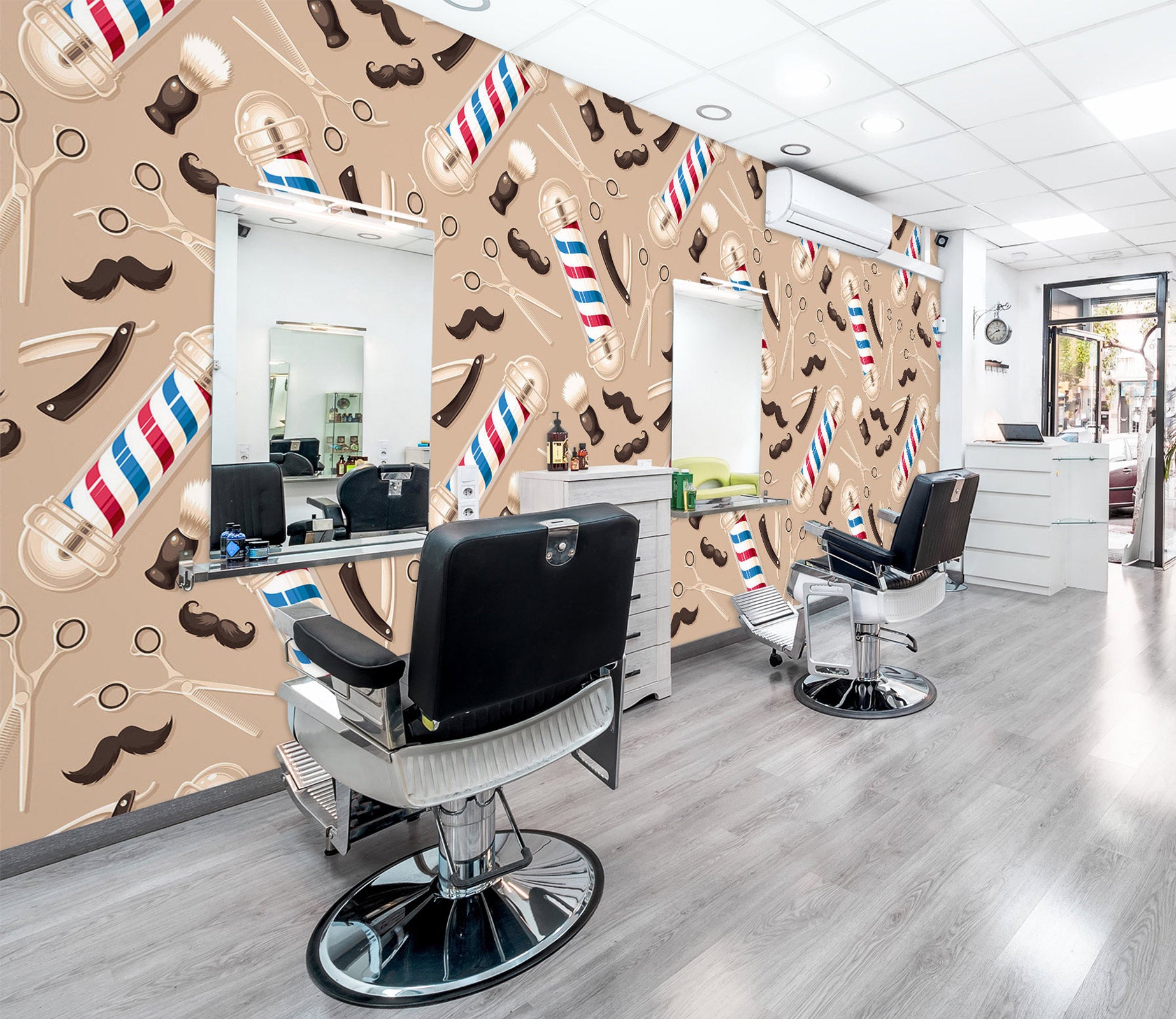 3D Beard Razor Color Bar 115194 Barber Shop Wall Murals