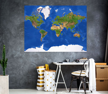 3D Green Space 124 World Map Wall Sticker