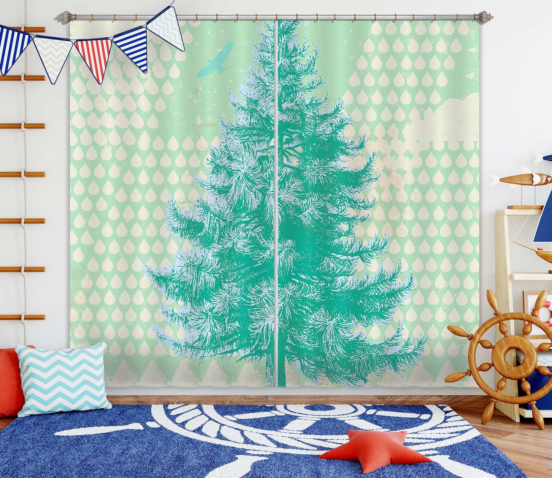 3D Blue Fir Tree 056 Showdeer Curtain Curtains Drapes Curtains AJ Creativity Home 