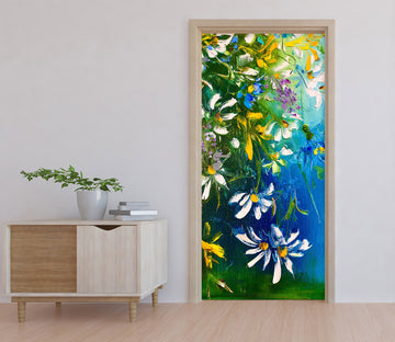3D White Flower 3123 Skromova Marina Door Mural