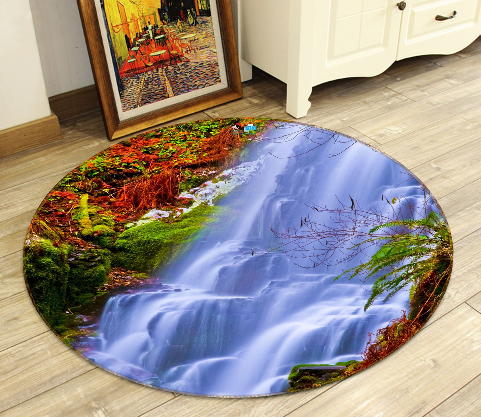 3D Waterfall 69050 Round Non Slip Rug Mat