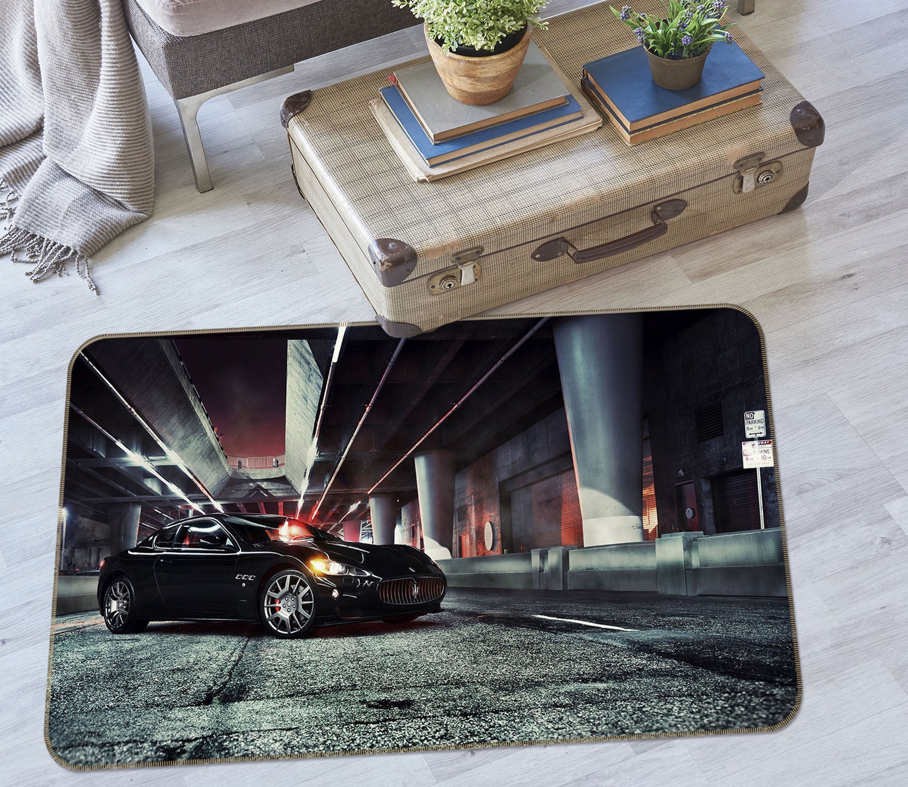 3D Black Car 42082 Vehicle Non Slip Rug Mat