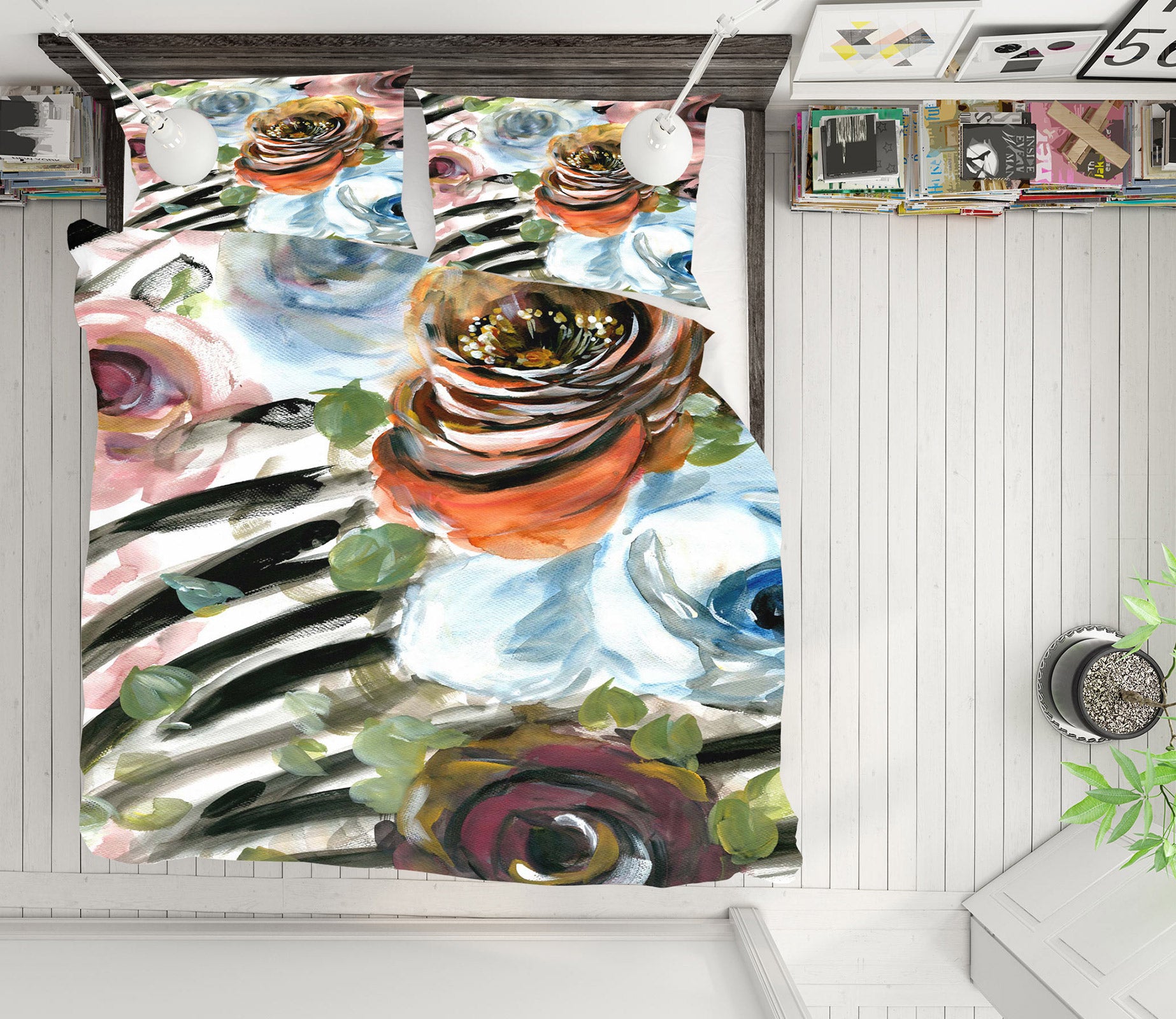 3D Flower Pattern 16098 Bed Pillowcases Quilt