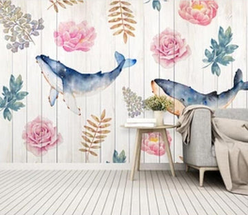 3D Flower Whale 627 Wall Murals Wallpaper AJ Wallpaper 2 