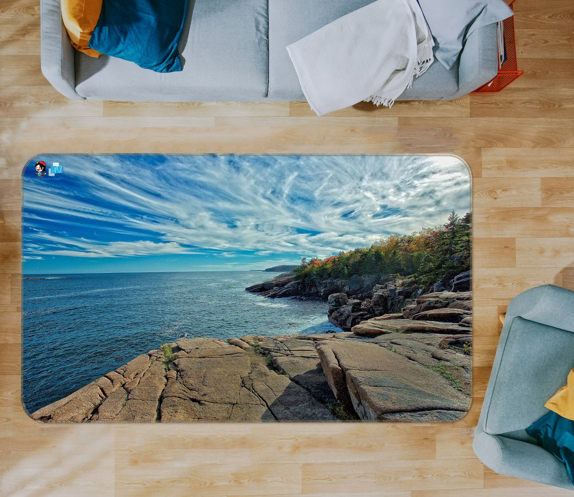 3D Coastal Maine 62039 Kathy Barefield Rug Non Slip Rug Mat