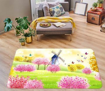 3D Flowery Windmill 76028 Non Slip Rug Mat