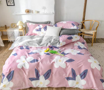3D Pink Bottom Big Flower 13179 Bed Pillowcases Quilt