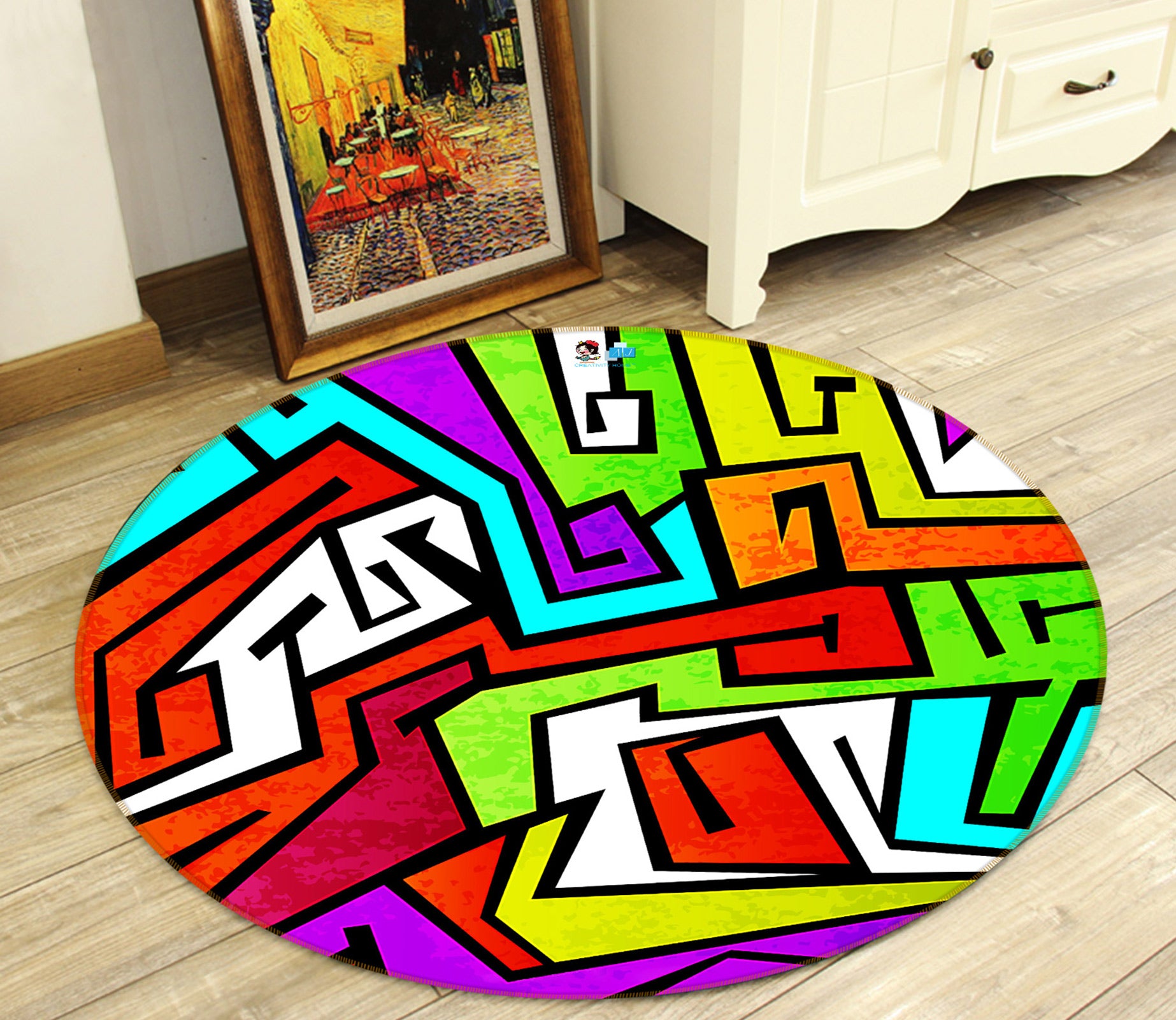 3D Color Pattern 81251 Round Non Slip Rug Mat