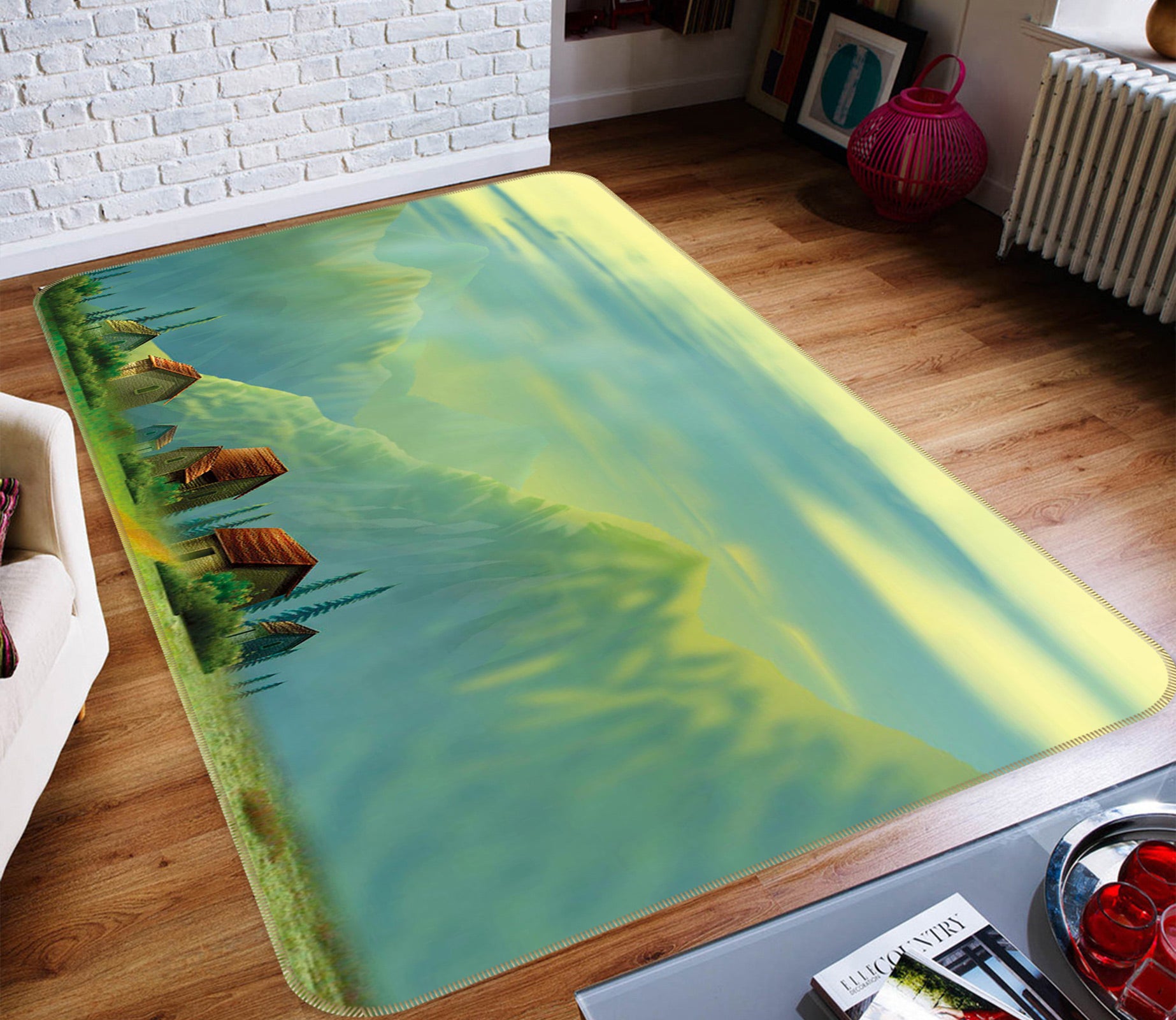 3D Cabin Mountain 75173 Non Slip Rug Mat