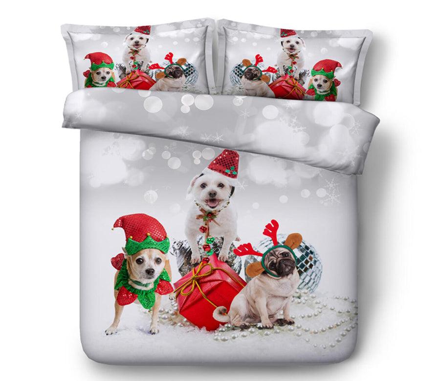 3D Dog Christmas Costume 46082 Christmas Quilt Duvet Cover Xmas Bed Pillowcases