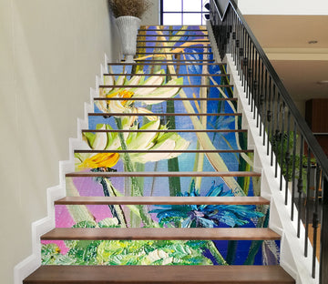 3D White Daisy Petals 2160 Skromova Marina Stair Risers